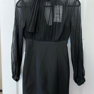 Zara Black Long Sleeve Dress with Sheer Detail